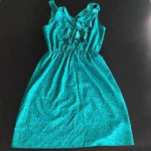 Mossimo Supply Co | Teal Patterned Ruffle Dress
